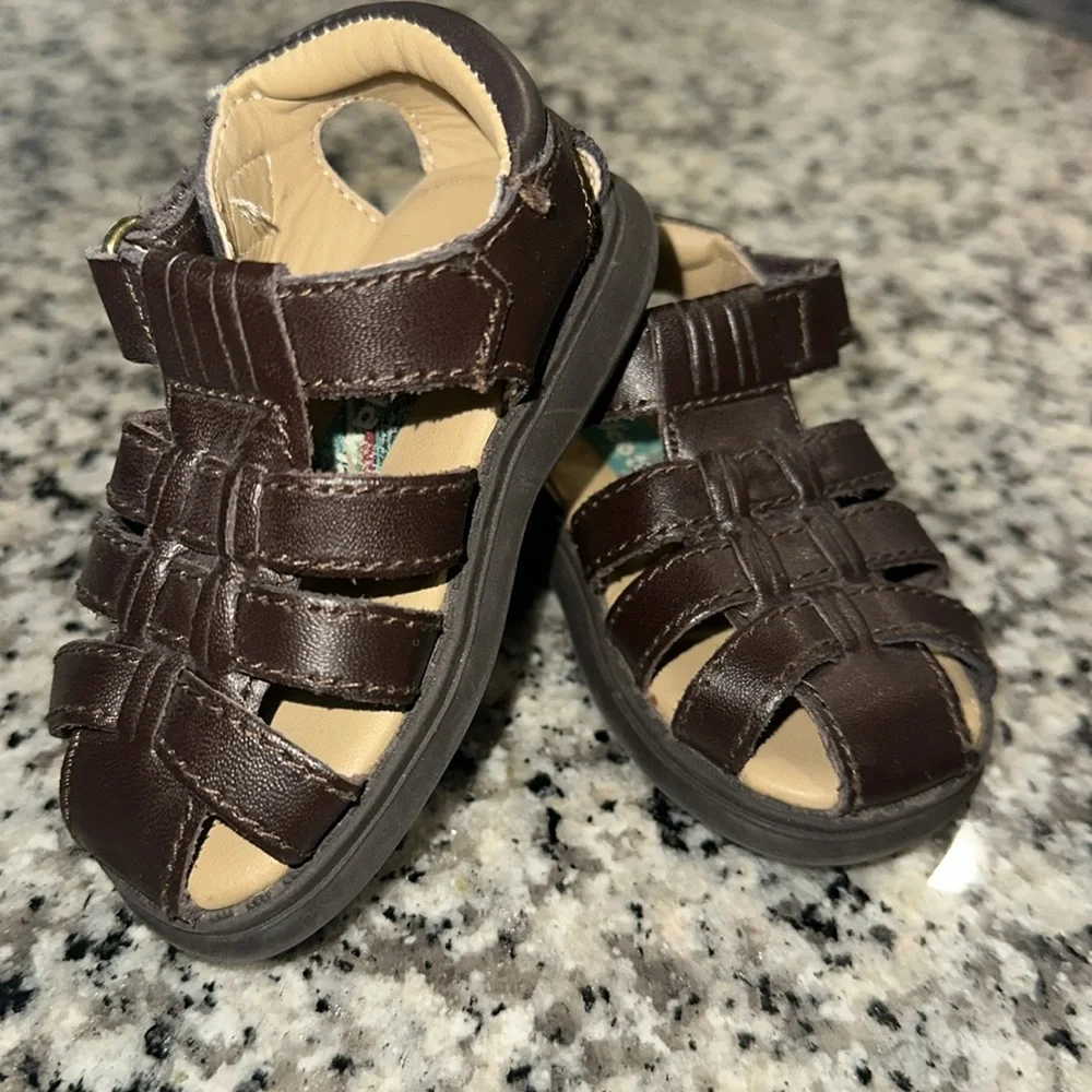 Scott David Leather Sandals Brown with Velcro adjustable closure Size 3 Baby